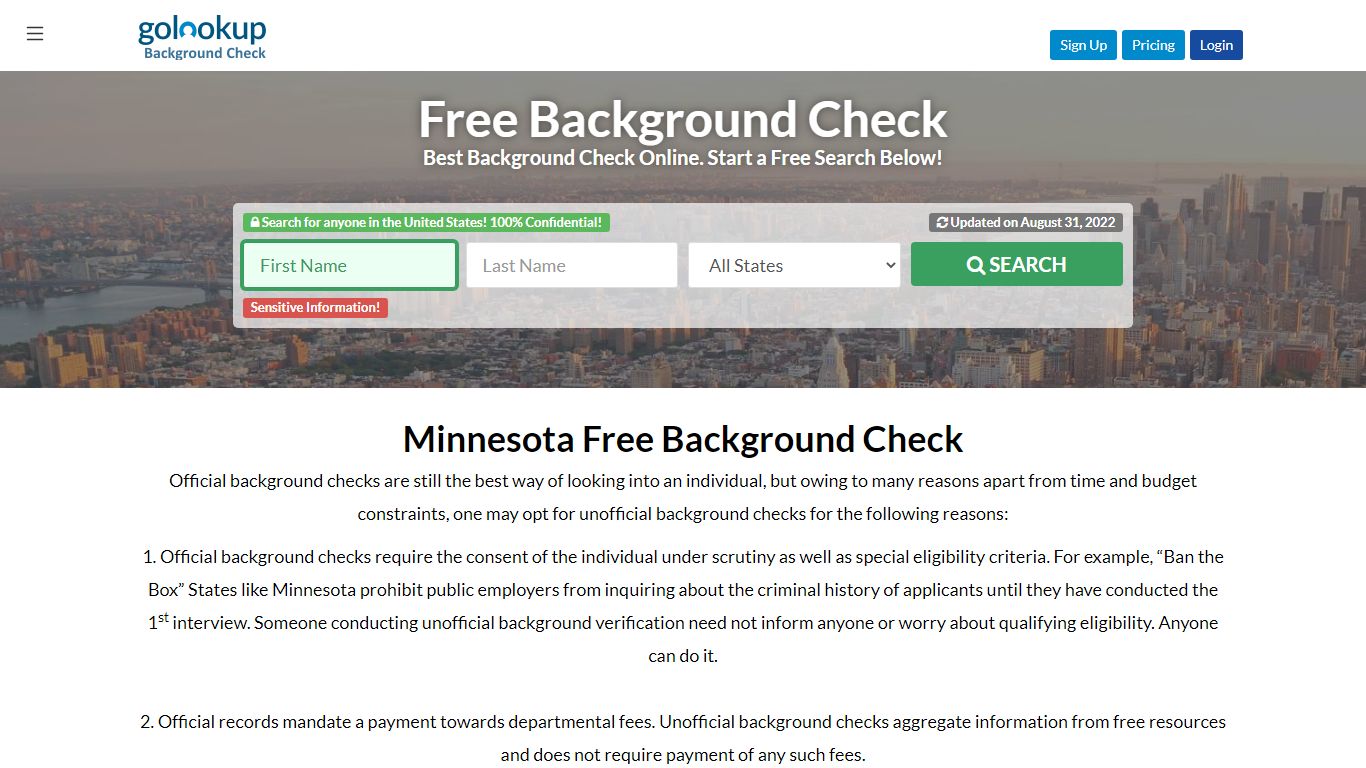 Minnesota Free Background Check, Free Background Check Minnesota - GoLookUp